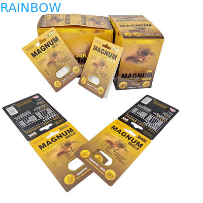 Besonderes Drucken Warmverkauf Verstärkung Rhino Pillen Verpackung für Männer Lager Displaypapier Box Papierkarten