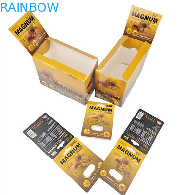Besonderes Drucken Warmverkauf Verstärkung Rhino Pillen Verpackung für Männer Lager Displaypapier Box Papierkarten