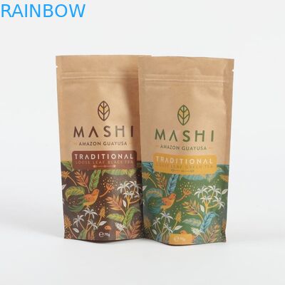 Biologisch abbaubares Kraftpapier Stand Up Zip Lock Verpackungstüten für Tee und Kaffeepulver