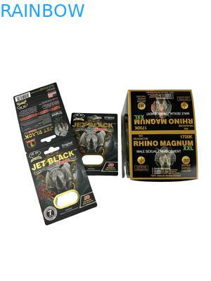 Warmverkauf Maßgeschneiderte Verstärkungspillen Verpackung Papierkarte Rhino Tablet Pille Druckpapierkarte mit Blasen