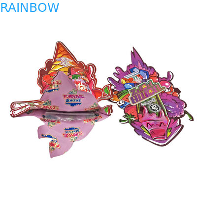 Kunststoff-Custom-Design-Spezialform-Verpackung gedruckte Hologrammfolie Süßigkeiten Kindersicherung Mylar Die Cut-Taschen