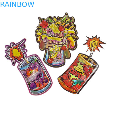 Custom 3.5g Holographische Stanz Mylar Taschen Unregelmäßige Form Verpackung Reißverschluss Geruchssicherung Stanz Kunststoff Verpackung Tasche