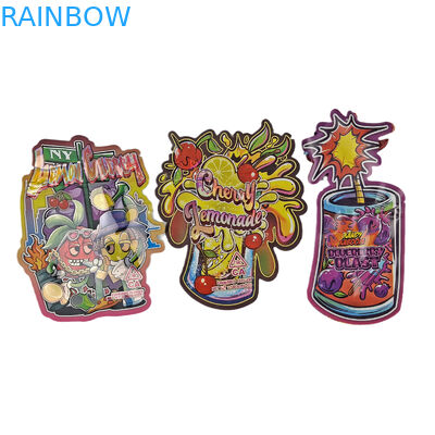 Custom 3.5g Holographische Stanz Mylar Taschen Unregelmäßige Form Verpackung Reißverschluss Geruchssicherung Stanz Kunststoff Verpackung Tasche