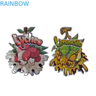 Unregelmäßige Form Verpackungsbeutel Holographische Folie Druckschnittbeutel Spezielle Form Ziplock Plastik Mylar 3,5g Druckschnittbeutel