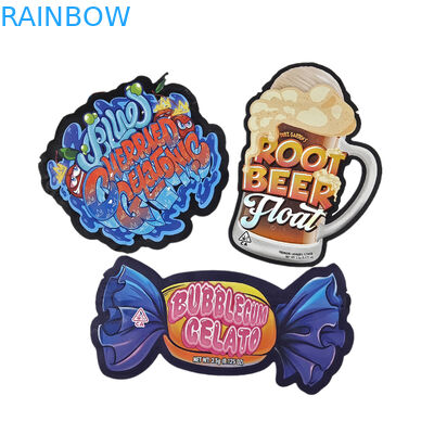 Custom Printed Soft Touch Holograph Die Cut Unregelmäßige spezielle Form Kunststoff Reißverschluss Mylar Lebensmittelverpackungstüte