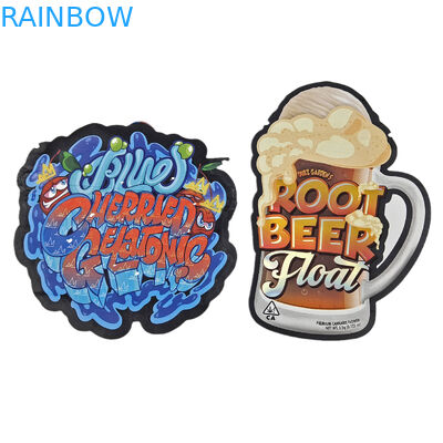 Die Schnitt Custom Unregelmäßige spezielle Form Kunststoff Kinderschutz Mylar Verpackung mit Reißverschluss 3,5 g Lebensmittel-Grade Custom Form Mylar