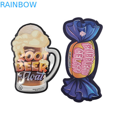 Custom Digital Printed Die Cut Unregelmäßige 3,5g Tasche Spezial geformte Lebensmittel Kunststoff Ziplock Verpackung Mylar Taschen