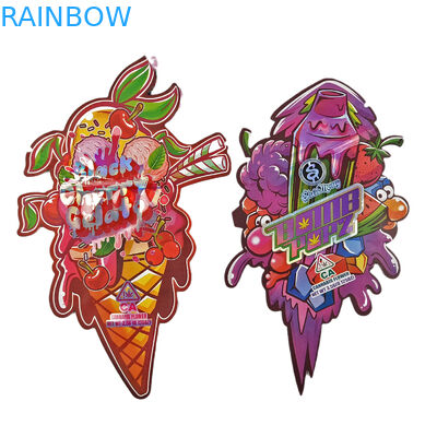 Speziell gedruckte Speisebeutel Plastikverpackung Die Cut Spezialform Plastikbeutel mit Ziplock 3,5g Snack Mylar Beutel