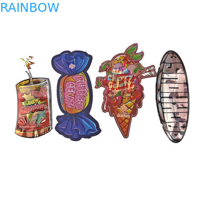 3.5g Mausgedruckte Mylar-Taschen mit unregelmäßiger Form Die Cut Ziplock-Taschen Verpackungstaschen für Snack-Cookie-Süßigkeiten