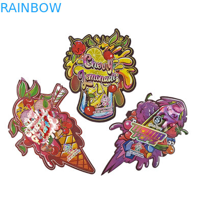 Form Mylar Taschen mit individuellem Logo Druck Unregelmäßige Holograph Ziplock Geruchsicherheit 3,5g 7g 14g 28g Snack Taschen