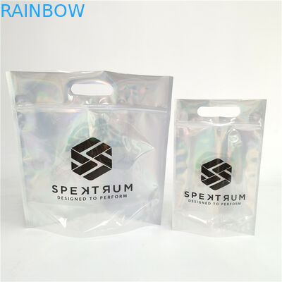 Customized Logo Zip Lock Taschen Flach Holographischer Film Mini Mylar Drei Seiten Siegel