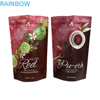 Nahrungsmittelqualität Stehbeutel Taschen Kunststoff benutzerdefinierte Folie Matte Veredelung für Teepakete