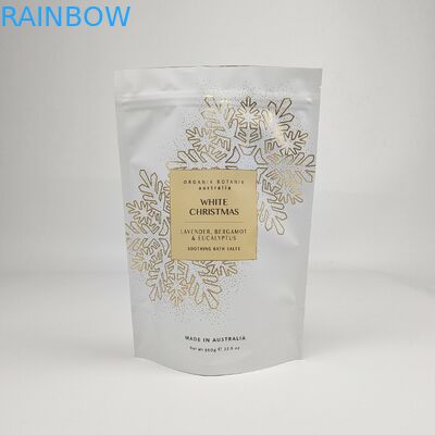 Soft Touch Stand-Up-Tasche Custom gedruckte Reißverschluss Lebensmittel Süßigkeiten Body Scrub Verpackung Kunststoff Bad Salz Tasche