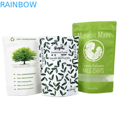 Customized Logo 100% biologisch abbaubares Kraftpapier wieder verschließbare Beutel für Lebensmittel Pulver Essnüsse Verpackung Leere schlanke Teebeutel
