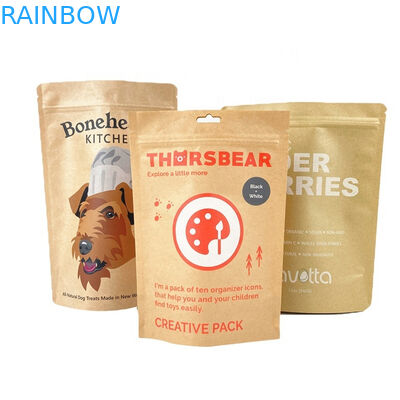 100% biologisch abbaubare geruchsichere Papierverpackung für Mango Pulver Teeknüsse Haustierfutterbeutel Weiße Kraftpapierbeutel