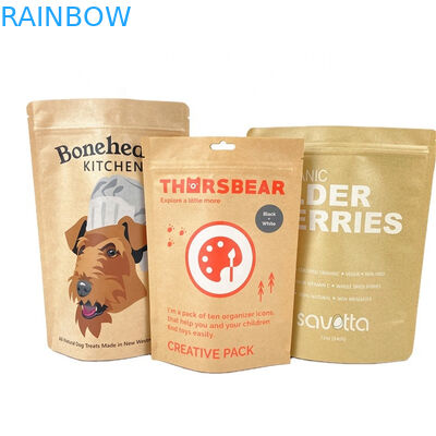 Digitales Drucken Custom Logo Weiße Kraftpapierbeutel für Mango Pulver Nüsse Haustierfutter Biologisch abbaubares Geruchsfester Papier Packa