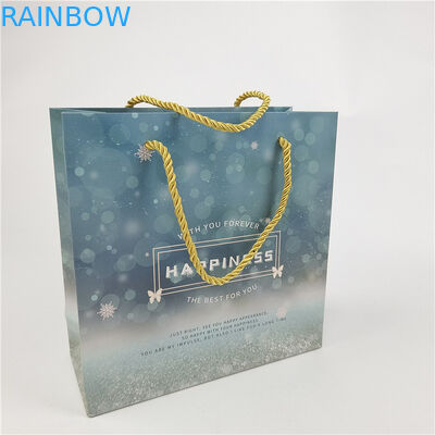 Bestseller Umweltschutzfreundliches Recycling-Logo gedruckte Einkaufspapierbeutel Verpackung Weiß 110 Gramm Wiederverwendbar