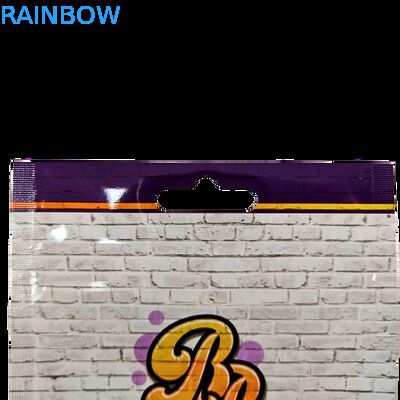 Gestanzte 3,5g Plastiktüte Glänzender Reißverschluss Mylar für Gummikräuter-Bonbon-Verpackung Geruchsdicht Glänzende Oberfläche