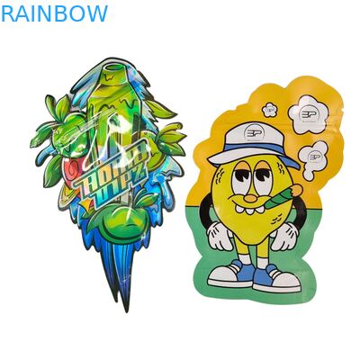 Benutzerdefinierte Form 3,5g Display-Box Mylar-Beutel Kindersicher Soft-Touch Stanzbeutel für 1g 3,5g 7g 14g 28g Essbares Plastik