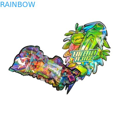 Benutzerdefinierte Form 3,5g Display-Box Mylar-Beutel Kindersicher Soft-Touch Stanzbeutel für 1g 3,5g 7g 14g 28g Essbares Plastik