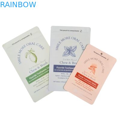 Biologisch abbaubare Kraftpapier-Beutel, weiße Standbodenbeutel, Ziplock-Verschluss, Kunststoffverpackung für Tierfutter, kompostierbar