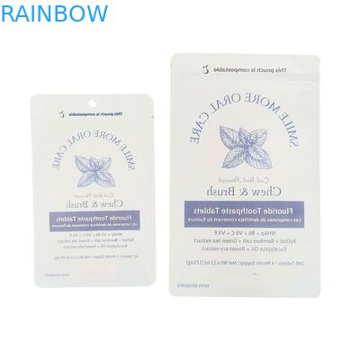 Biologisch abbaubare Kraftpapier-Beutel, weiße Standbodenbeutel, Ziplock-Verschluss, Kunststoffverpackung für Tierfutter, kompostierbar