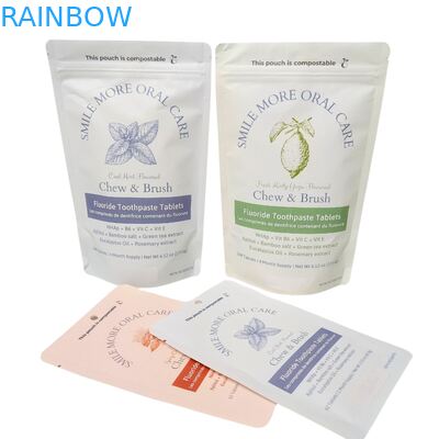 Biologisch abbaubare Kraftpapier-Beutel, weiße Standbodenbeutel, Ziplock-Verschluss, Kunststoffverpackung für Tierfutter, kompostierbar