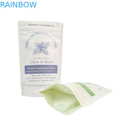 Biologisch abbaubare Kraftpapier-Beutel, weiße Standbodenbeutel, Ziplock-Verschluss, Kunststoffverpackung für Tierfutter, kompostierbar