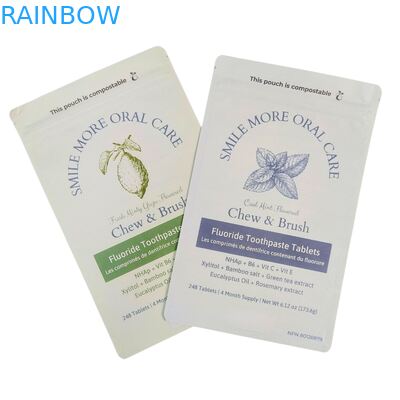 Biologisch abbaubare Kraftpapier-Beutel, weiße Standbodenbeutel, Ziplock-Verschluss, Kunststoffverpackung für Tierfutter, kompostierbar