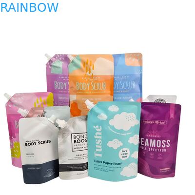 Flüssiges Kunststoff-Stand-up-Tasche mit Ausguss-Squeeze Verpackungstasche für kosmetische Getränke Lotion Düsenbeutel