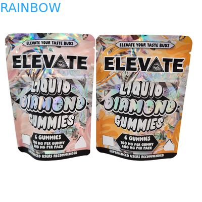 Die Cut Cali 3,5 g 7 g 14 g 28 g Mylar Taschen für Kaugummi Kaugummi Holographische Geruchsschutz Ziplock Taschen