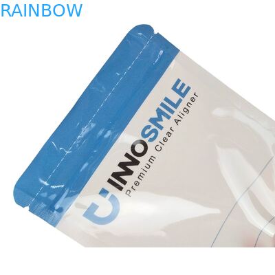 Anpassbarer weißer Reißverschlussbeutel für Zahnbehandlung Klarer Ausrichtungsmittel Verpackung Einseitig Klar mit Hitzeversiegelung und Logo-Ausrichtung