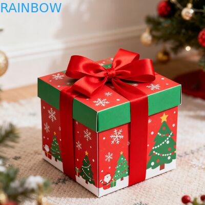 Recycelbare, biologisch abbaubare Kraft-Rechteck Geschenkboxen Klappdeckelband UV-Beschichtung Matte Geburtstagsgeschenk-Weihnachtsgeschenk