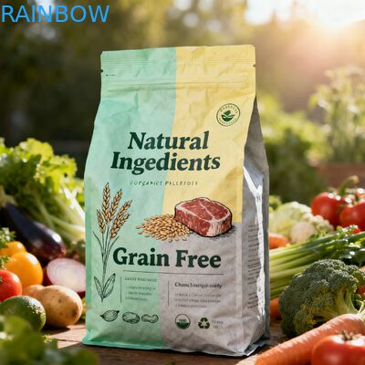 Kundenspezifische biologisch abbaubare Tierfutterverpackungen Mylar-Beutel Seitenfaltenbeutel Hunde- und Katzenfutter-Reißverschlussbeutel mit Ventil