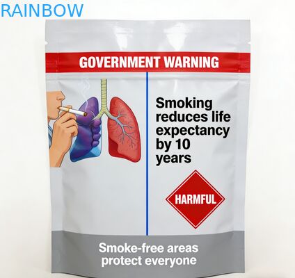 Wiederverschließbarer 3-Seiten-Siegel 25g 30g 40g 50g 100g Rauchblatt Zigarettenbeutel Roll Tabakbeutel mit Reißverschluss