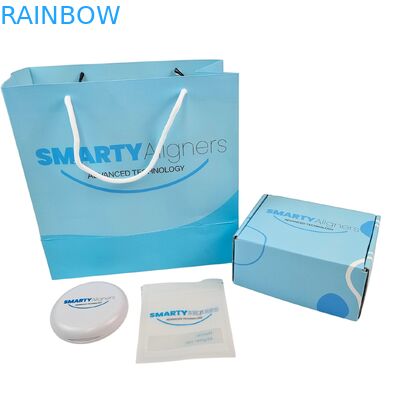 Benutzerdefinierte Orthodontische Zahnausrichtungen Verpackungskisten Zahnspangen Zahnprothese Ausrichtungskiste mit Papiertüte