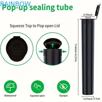 80mm 98mm 109mm 116mm Kinderschutz-Squeeze Pop Tops Rohre Kunststoff Vorverpackung Rolling Tube mit Etikett Aufkleber