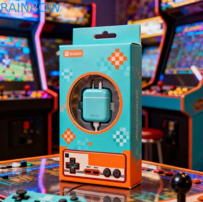 Anpassungsfähige Menge 350 g Dicke Papierbox mit Warmstempelveredelung für USB-Kabelverpackungen