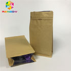 Flache Unterseiten-Imbiss-Tasche, die kundenspezifische Druck-Kraftpapier-Aluminiumfolie-Reißverschluss-Spitze verpackt