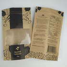 Bereiten Sie Stand-oben Beutel-Nahrungsmittelgrad-Zipverschluss-Heißsiegel druckte biologisch abbaubare kundenspezifische Nahrungsmittelkraftpapier-Tasche mit klarem Fenster auf