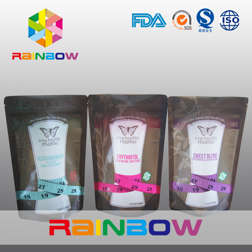 Stehen Sie oben Reißverschluss-Imbiss-Taschen/das Plastikverpacken der Lebensmittel für Süßstoff-Gleichgestelltes