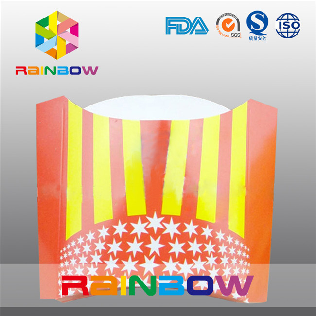 Faltender Papier-Verpackenwegwerfkasten für die Pommes-Frites, die Kasten verpacken