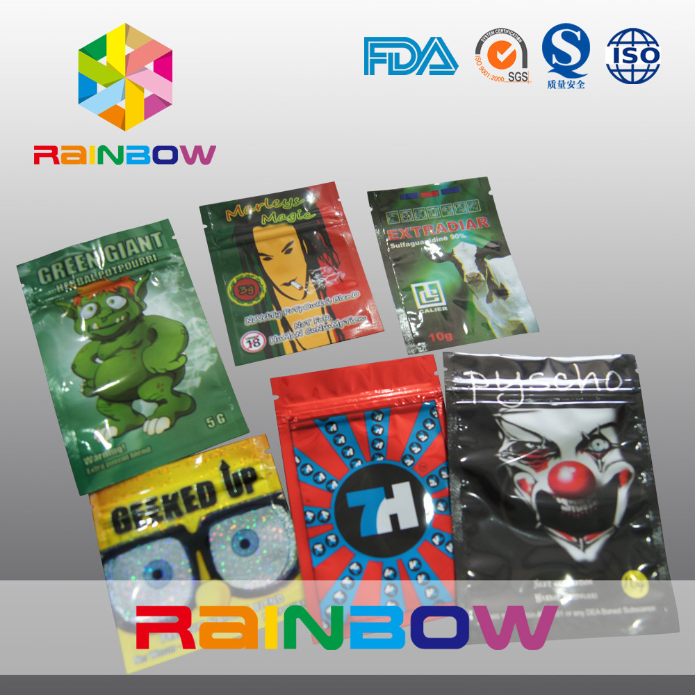 Kräuterweihrauch-Verpacken der Seitendichtungs-drei/Gewürz-Trockenblumengesteck-Reißverschluss-Tasche