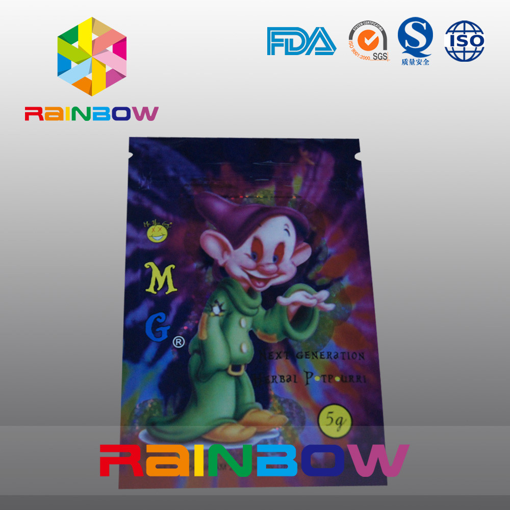 Seitendichtungs-Kräuterweihrauch-Verpackentasche 5g OMG drei mit Reißverschluss