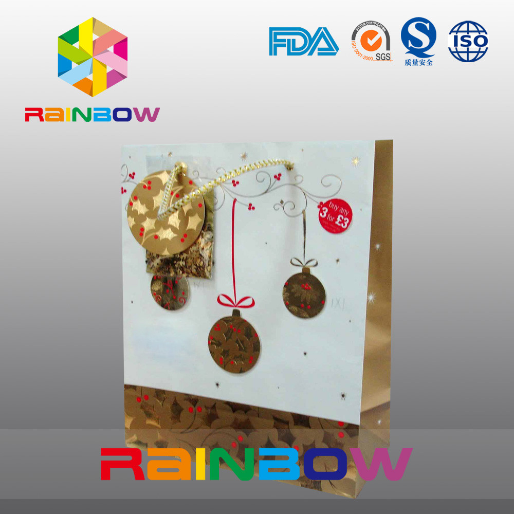 Luxus flache Unterseiten-kundengebundene DruckPapiertüte mit Zugschnur für Geschenk