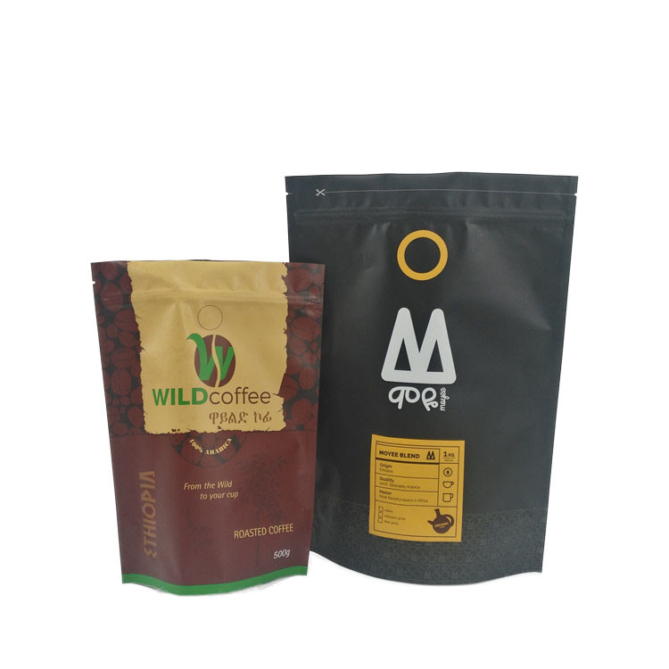 Plastik-Papier-Stand herauf die Beutel-Reißverschluss-Gravüre, die Plastikpaket-Tasche mit Logos druckt