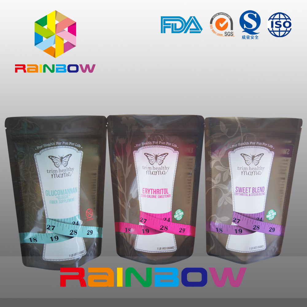 Unterer Plastikkeil mit Reißverschluss bauscht sich für das Zucker-/Süßigkeits-/Gewürzverpacken