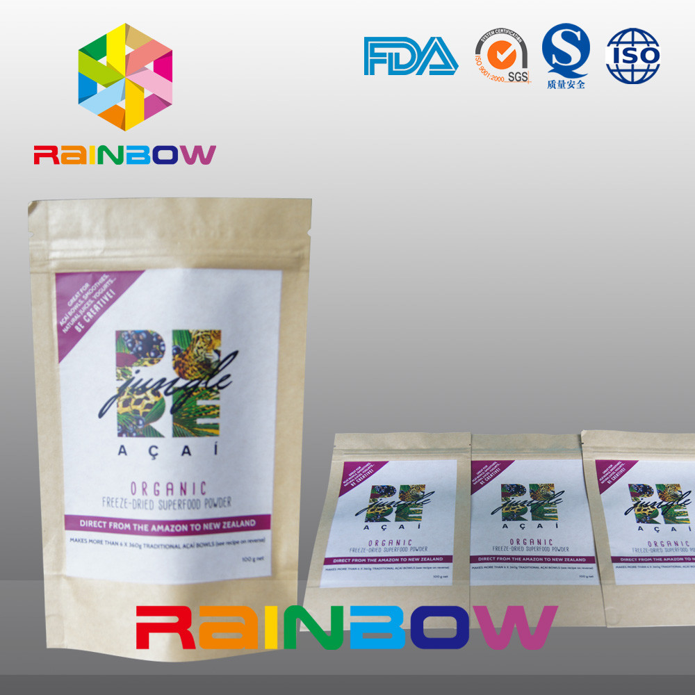 Logo druckte Chia-Samen Krafter-Papier-Taschen-/Nuss-Snack-Food-Verpacken das mit Reißverschluss