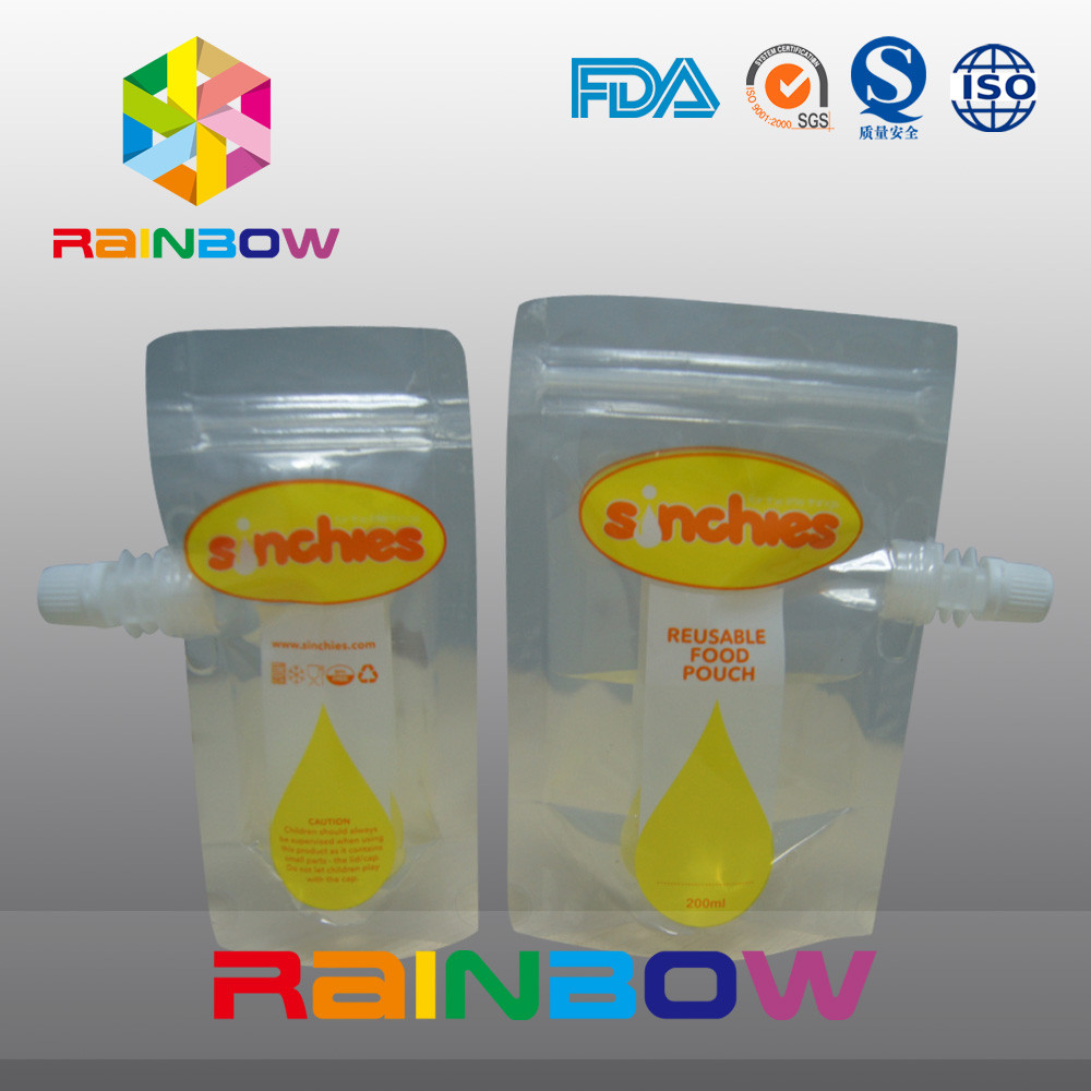 Stehen Sie oben flüssigen Saft-Beutel, Reißverschlussgetränkbeutel-Gravürendrucken