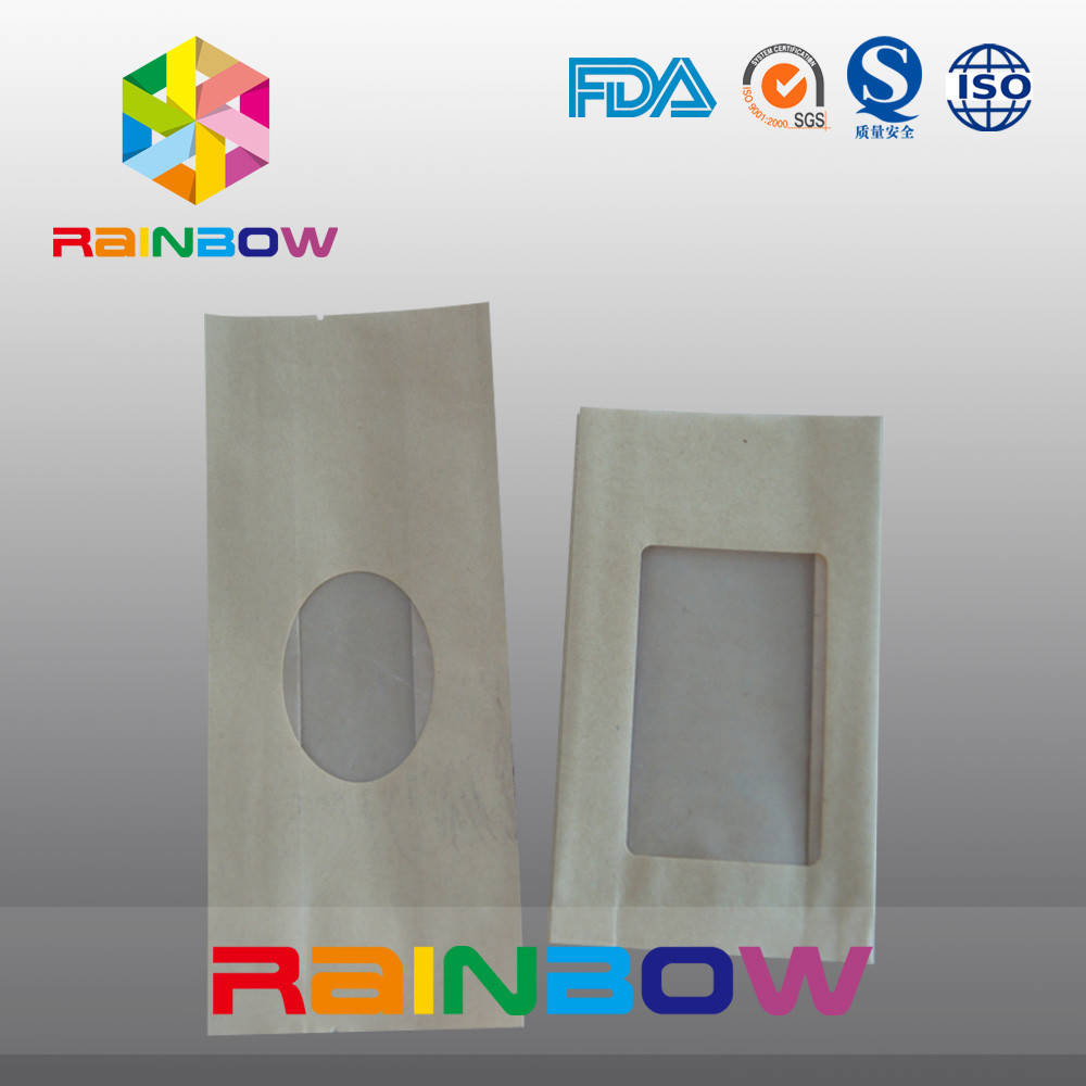 Keil-Kraftpapier-Tasche für die Süßigkeit/trockenen Nahrungsmittelgrad, die mit klarem Fenster verpacken